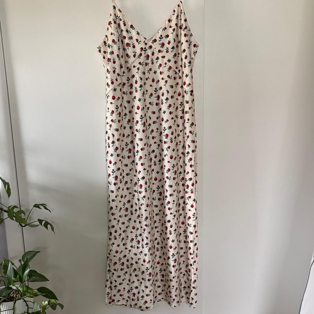 a new day Cream Maxi Slip Dress with Red Floral Print